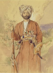 Tanulmány egy afgán harcosról, Teherán, 1848 (ceruza, wc és testszín papíron)